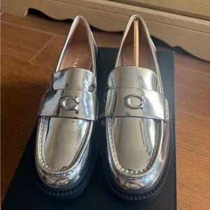 Coach Silver Metallic Loafers